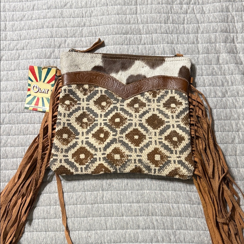 Fringe Boho Patterned Crossbody Bag